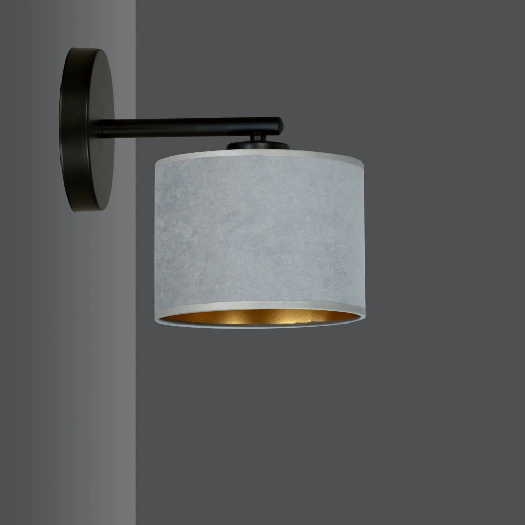 Applique Emibig Hilde K1 grigio ottone E27 1 luce tessuto