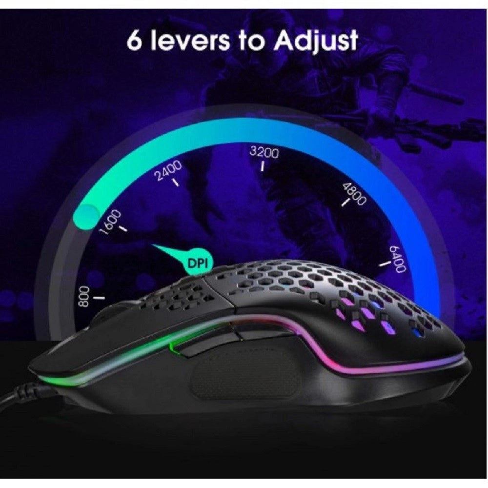 Trade Shop - Mouse Da Gioco Cablato Usb Macro Definition 7 Tasti Programmabile Luce Rgb Qm1 -