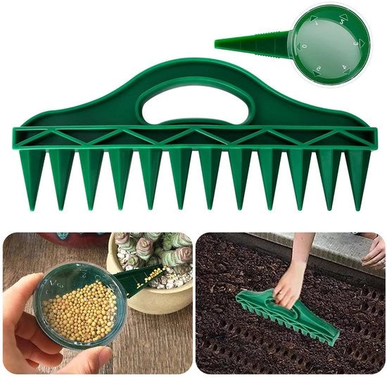 Verdilatore di semi con 12 fori, attacco regolabile, macchina da seminare per giardino, terrazzo, attrezzo da semina ergonomico per verdure, erbe e fiori, per seminare in giardino, set di 2