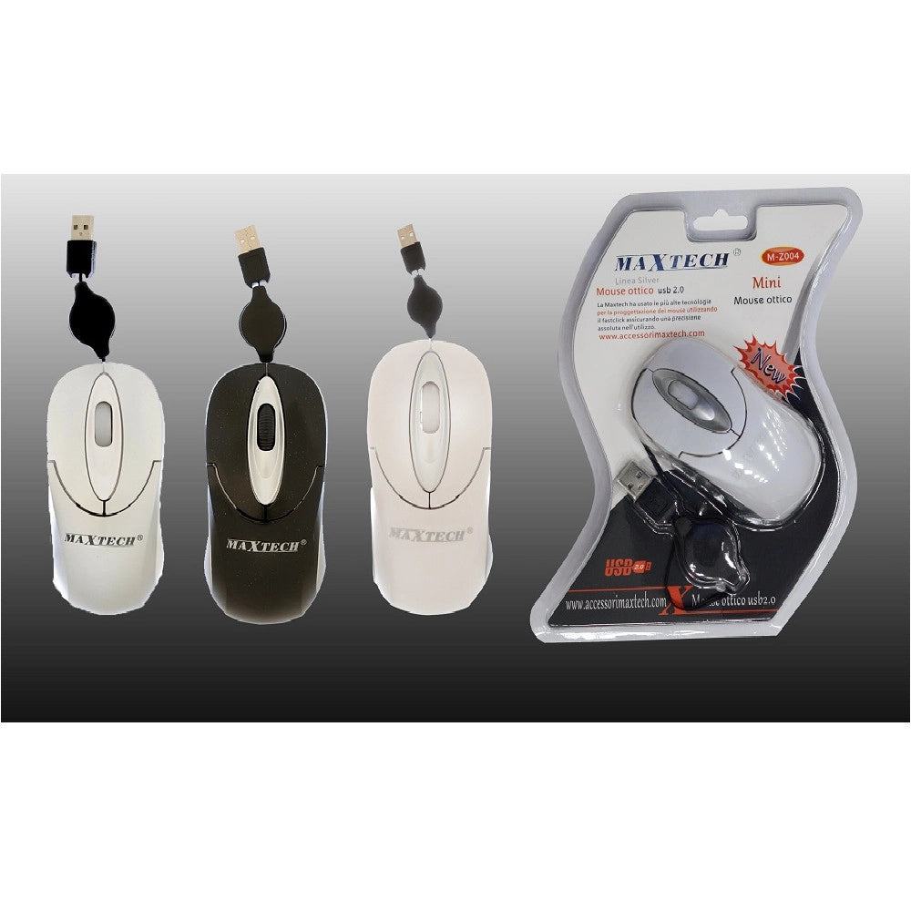 Trade Shop - Mini Mouse Usb 2.0 Ottico Con Filo Per Computer Notebook Pc Portatile Maxtech M-z004 -