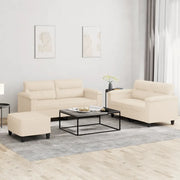 Set Divani 3 pz con Cuscini Beige in Tessuto Microfibra 3202325