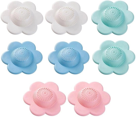 Drenaggio per pavimento in PVC da 8 pezzi - Filtro per vasca da bagno - Drenaggio antiblocco per pavimento - Adatto per bagni/ balconi - Filtro per drenaggio - 13 cm - Filtro per drenaggio