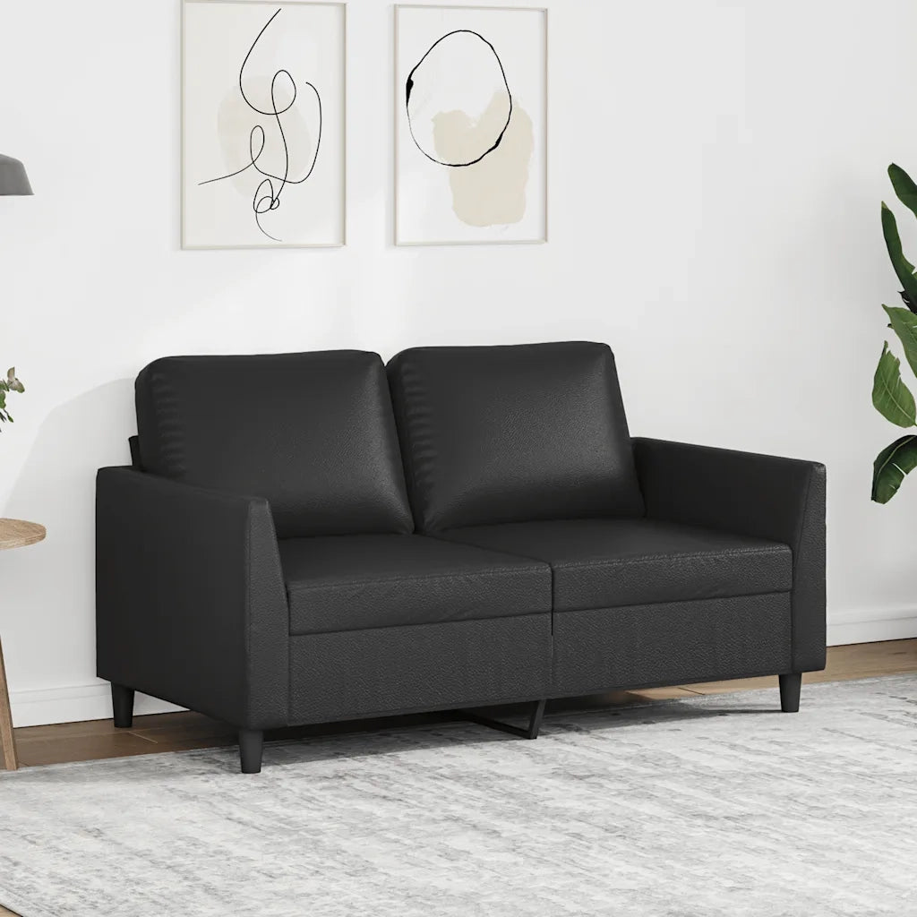 Divano a 2 Posti-Sofa 2 Posti Nero 120 cm in Similpelle 812669