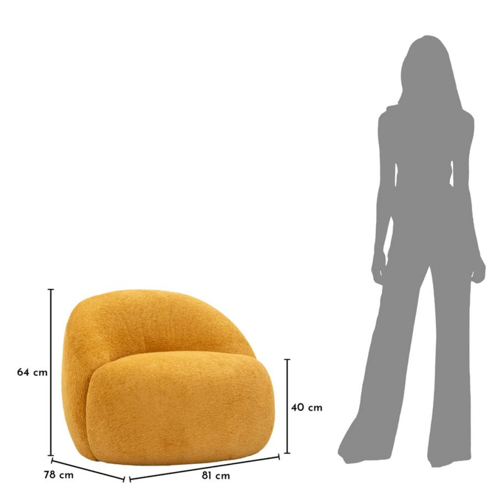 Poltrona VKH1063, Giallo, Spugna, 81x78x64 cm