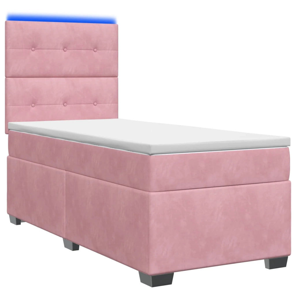 Letto box spring con materasso Rosa 80 x 200 cm Velluto 3454999