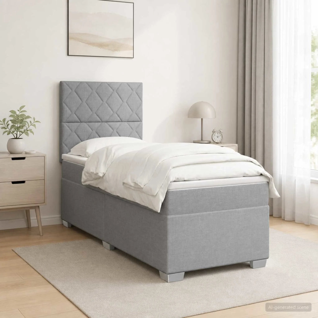 Letto box spring con materasso Grigio Chiaro 100 x 200 cm 3453346