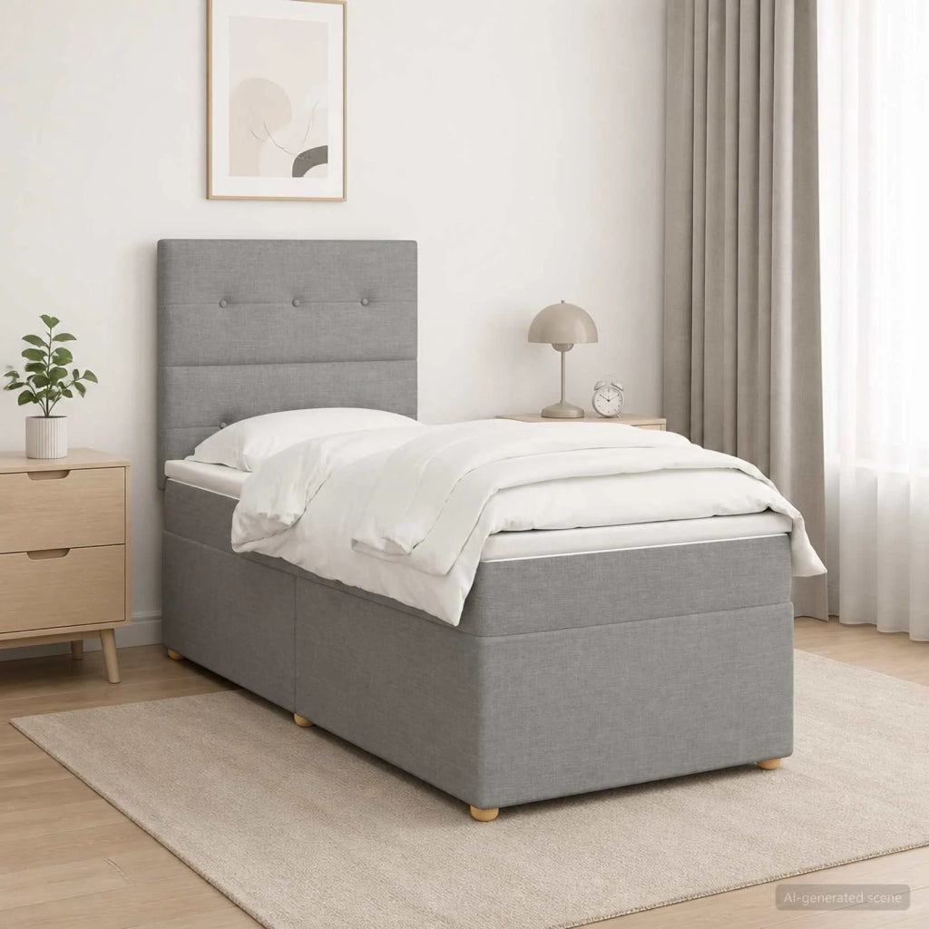 Letto box spring con materasso Grigio Chiaro 100 x 200 cm 3455280