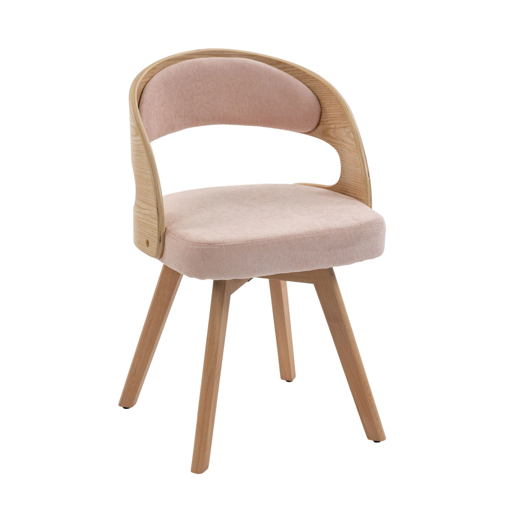 Sedia da Pranzo Girevole in Legno con Cuscino ¨C Xylo ¨C Schienale Curvo, Tessuto Cotone Lino