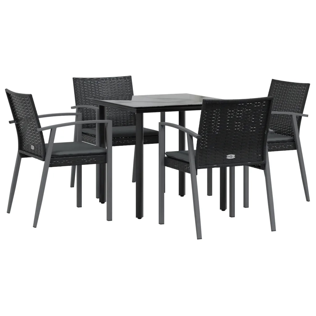 Set Pranzo da Giardino 5pz con Cuscini in Polyrattan e Acciaio 3186988