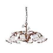 Lampadario Classico Siena Metallo E Ceramica Ruggine Decorato Lucido 8 Luce E14