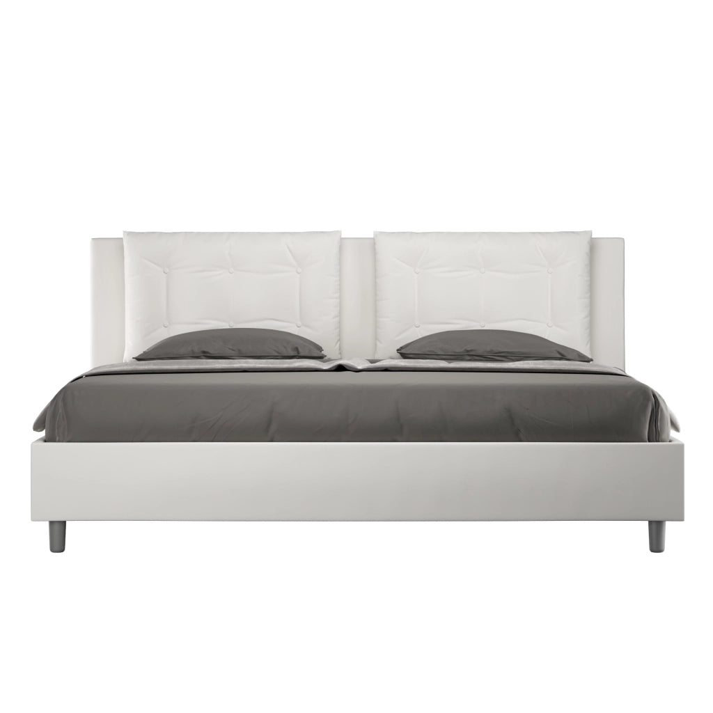 BS COM Letto con rete imbottito 180x190 similpelle bianco