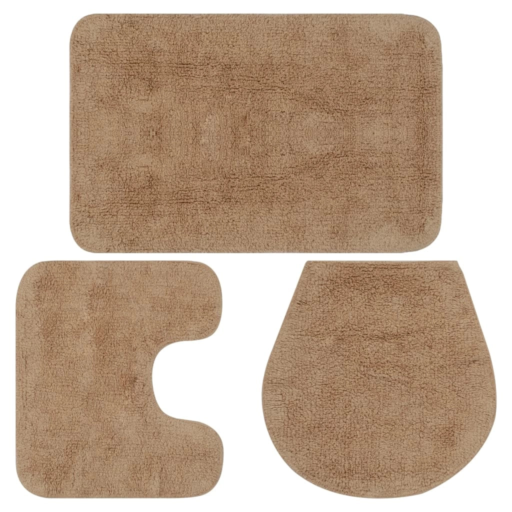 Set di 3 tappeti da bagno in tessuto beige 02_0005788