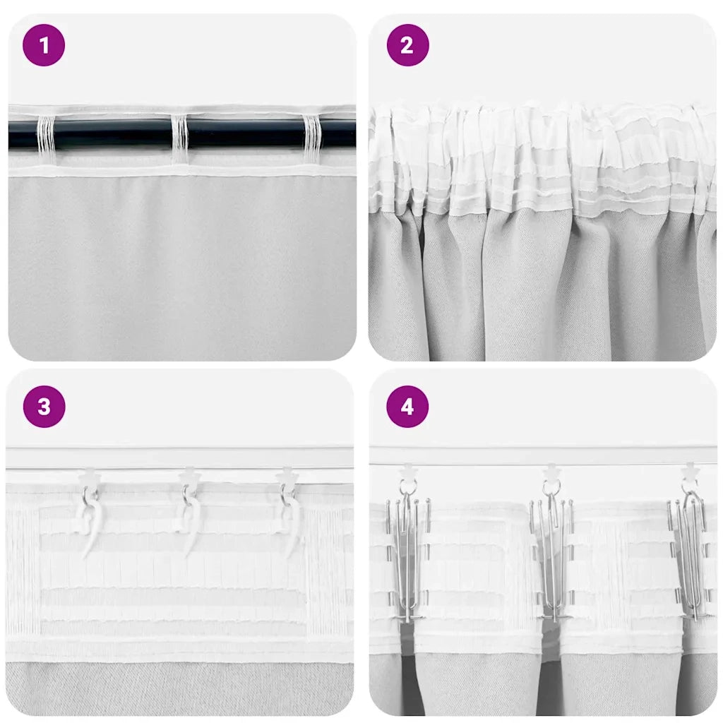 Tende Oscuranti | Tende Blackout con Anelli 2 pz Grigio Chiaro 245 x 140 cm