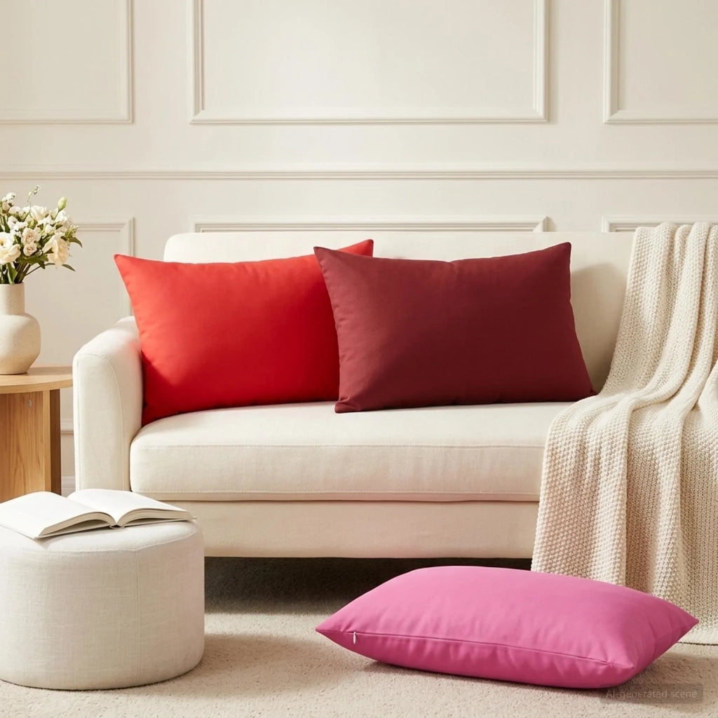 Federa 2 pcs HEERLEN Rosso 50 x 80 cm Poliestere 912057