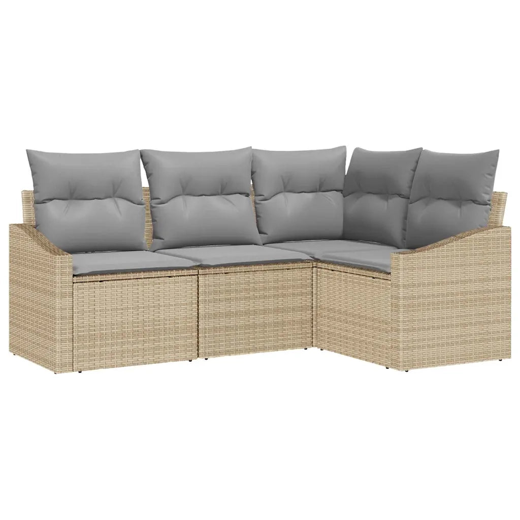 Set di divani con cuscino 4 pcs Beige polyrattan 3346700