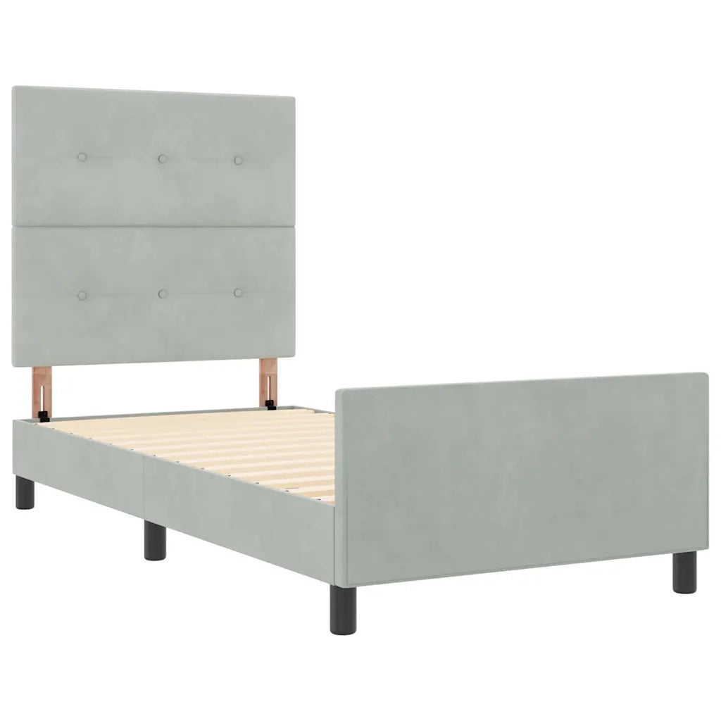 Letto a molle con testiera Grigio chiaro 100 x 200 cm Velluto 3344921