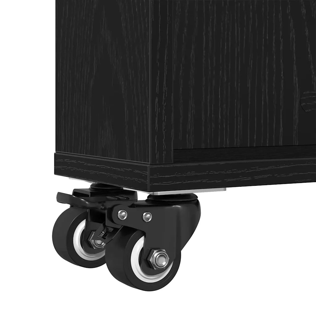 Carrello di Stoccaggio Stretto Rovere Nero 48 x 13 x 68 cm 868090