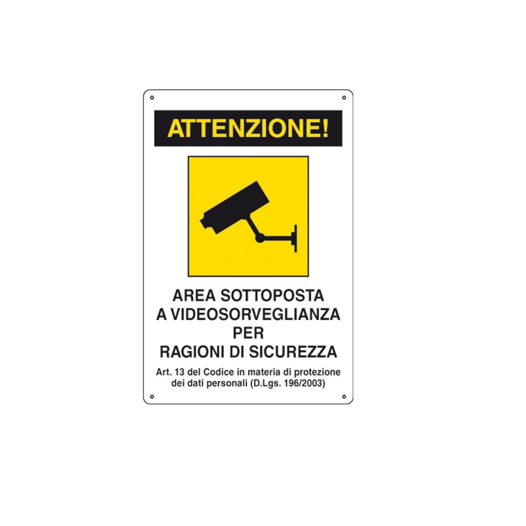 Cartello area videosorvegliata targa alluminio sottoposta videosorveglianza20x30