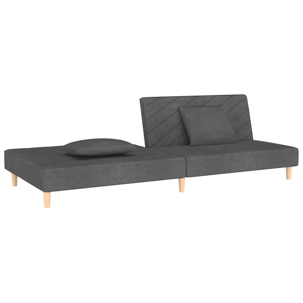 Divano Letto a 2 Posti con 2 Cuscini-Sofa Letto 2 Posti-Daybed Grigio Scuro in Tessuto 160337