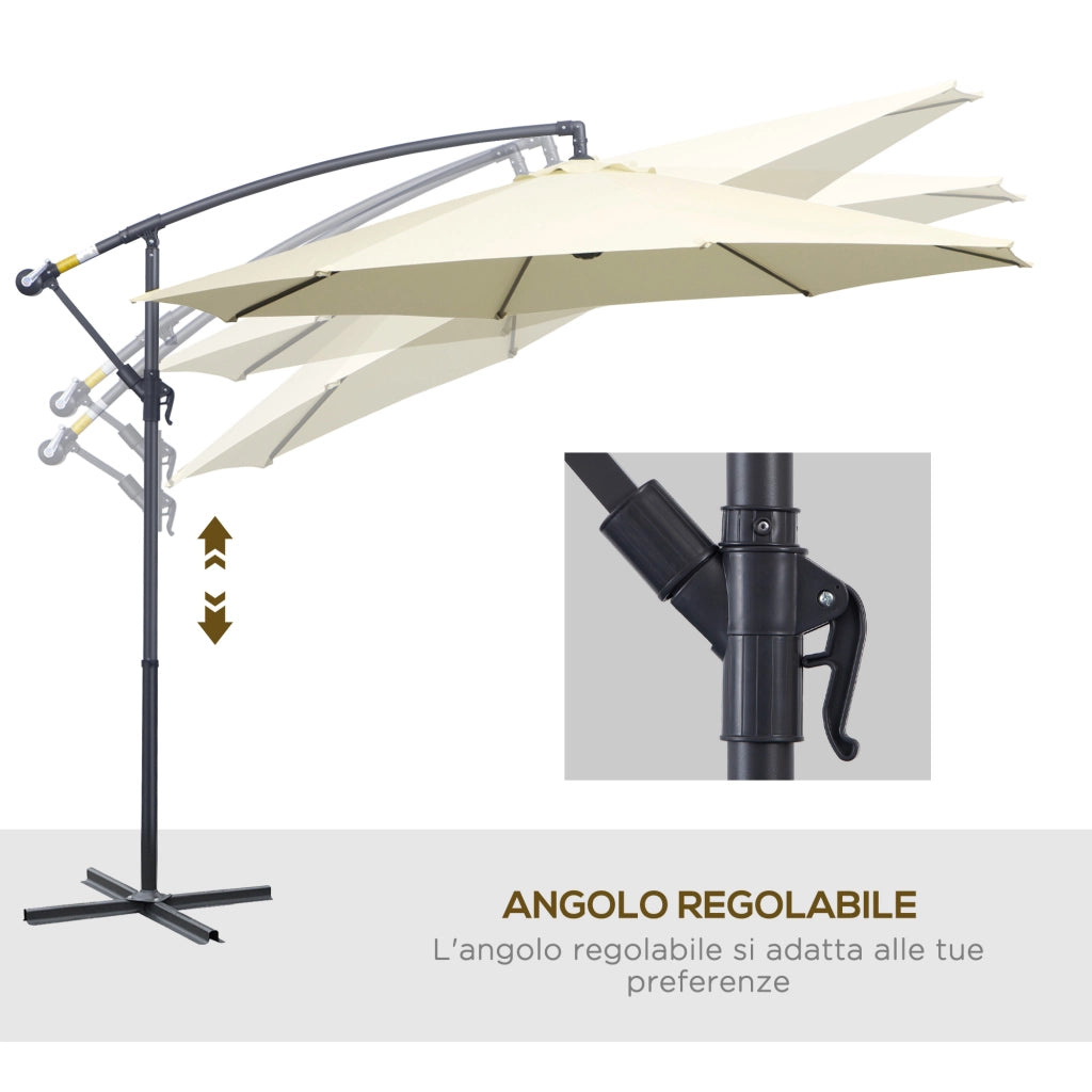 Ombrellone Decentrato da Giardino ¨C Xylo ¨C Metallo e Poliestere 3x2.5m Beige con Base a Croce