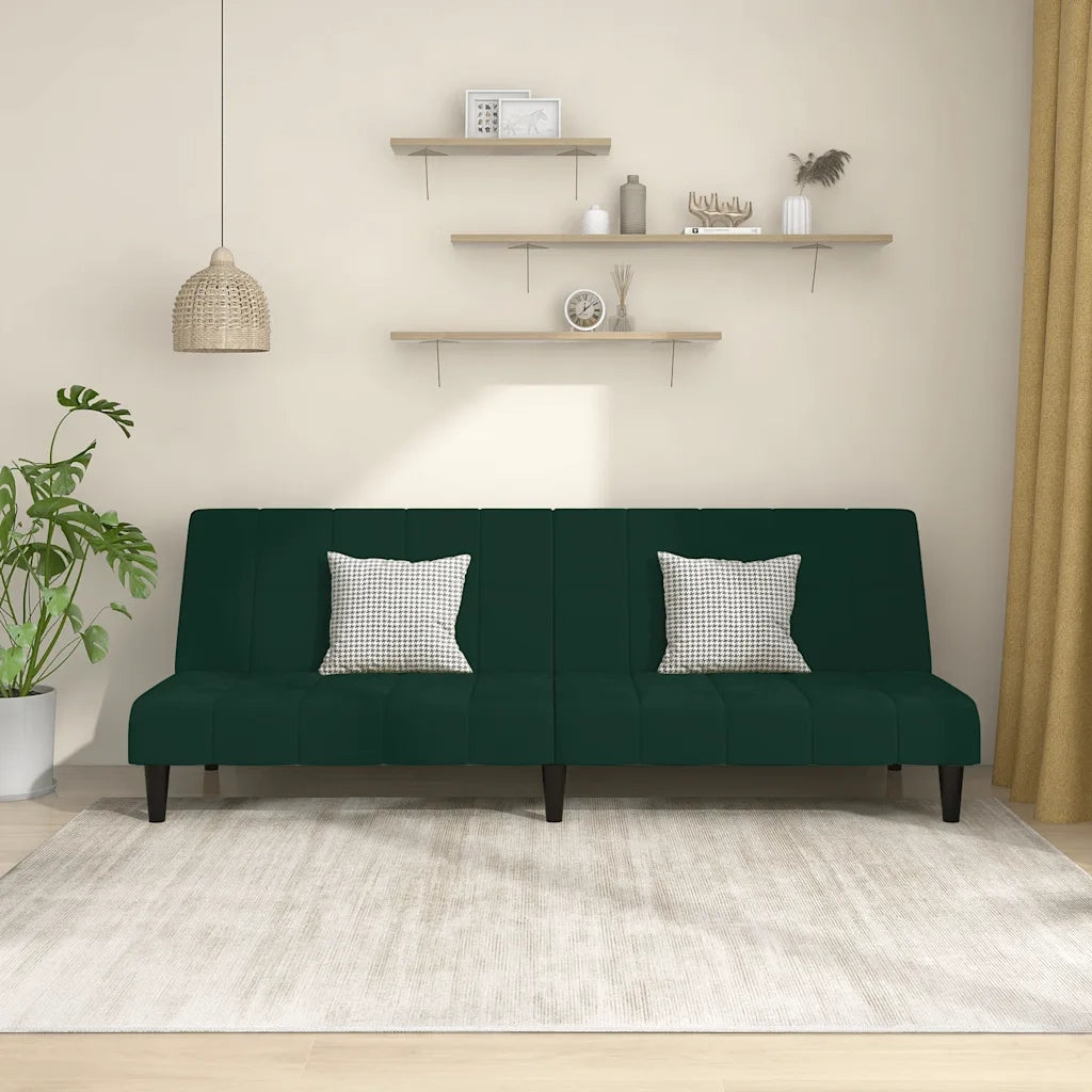 Divano Letto a 2 Posti-Sofa Letto 2 Posti-Daybed Verde Scuro in Velluto 587836