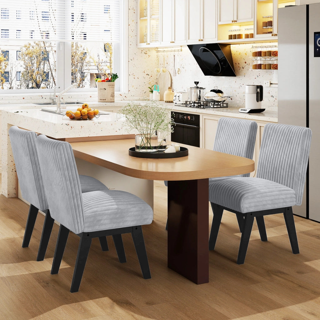 Set sedie pranzo 2 tessuto seduta imbottita gomma legno, Set sedie cucina schienale capitonn¨¦ canali senza braccioli