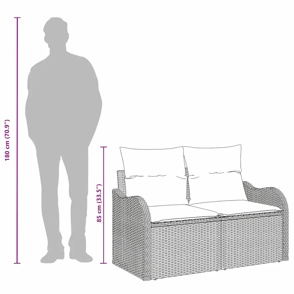 Divano da giardino con cuscino 121 x 62 x 69 cm polyrattan 42006719