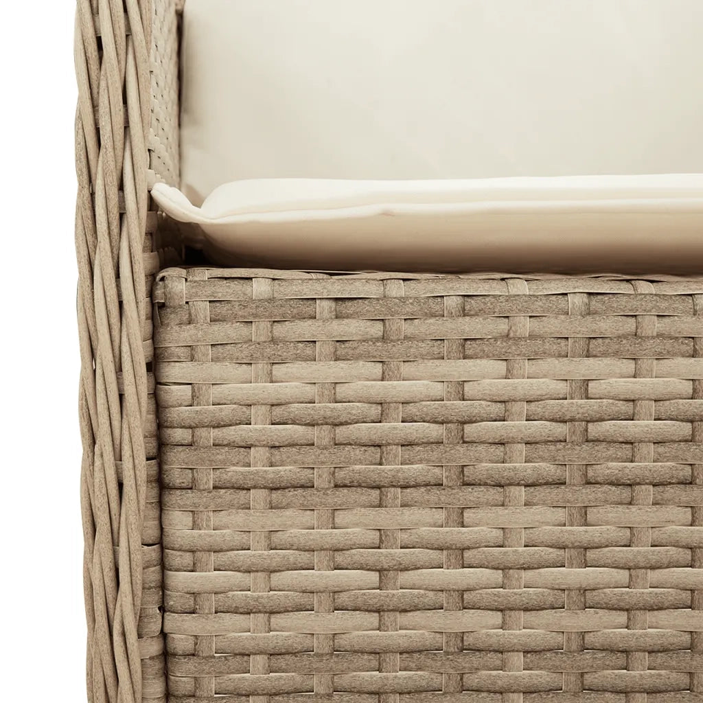 Set da Pranzo da Giardino 3 pz con Cuscini Beige in Polyrattan