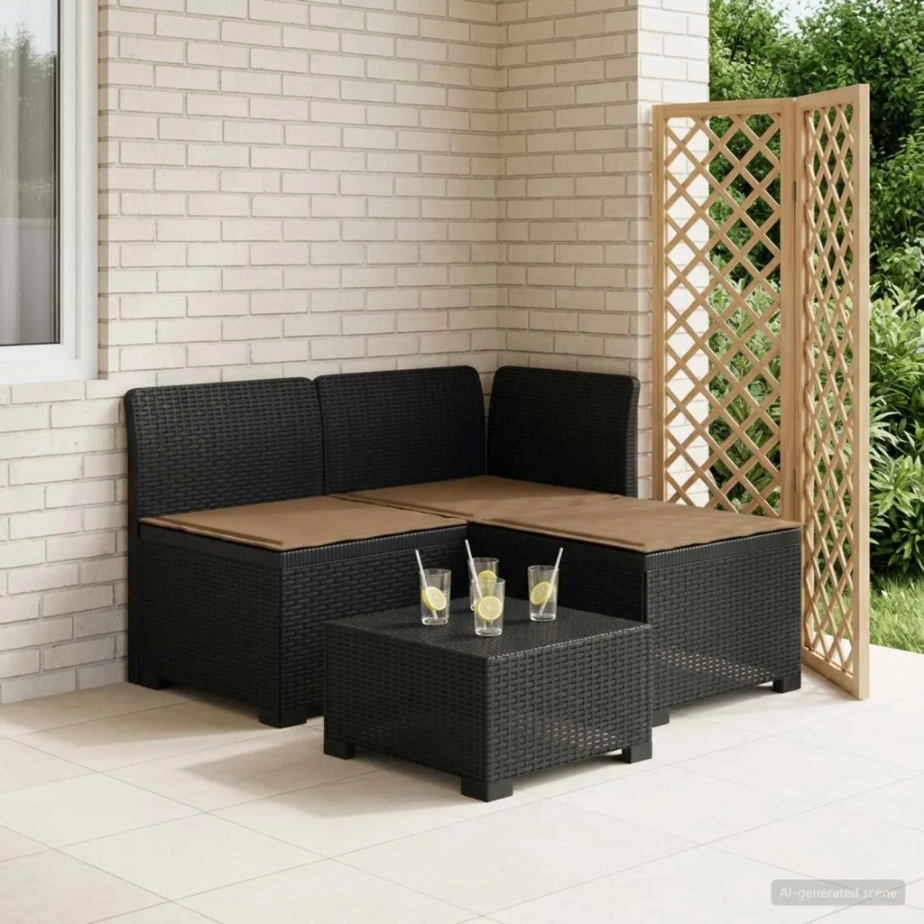 Divano da esterno-Divano da Giardino 3 posti con cuscini in look rattan PP 499017