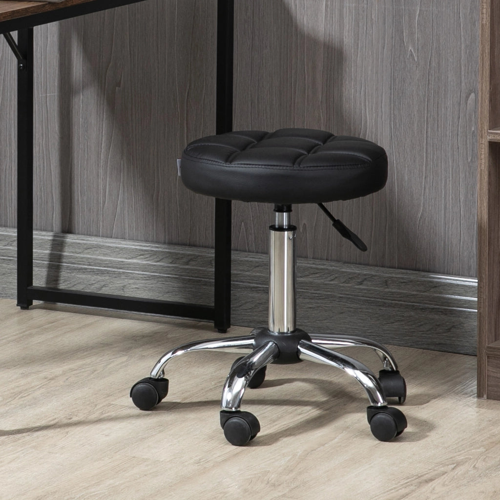 Sgabello Girevole Regolabile in Altezza ¨C Minimal ¨C Nero, Pelle, 48-63 cm