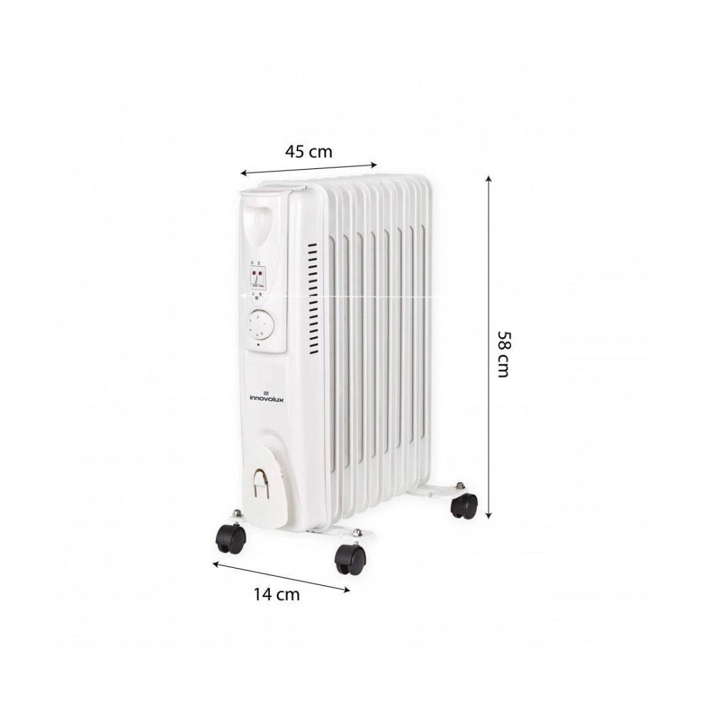 Trade Shop - Radiatore Elettrico Ad Olio 9 Elementi Con Rotelle Da 2000w Basso Consumo Stufa -