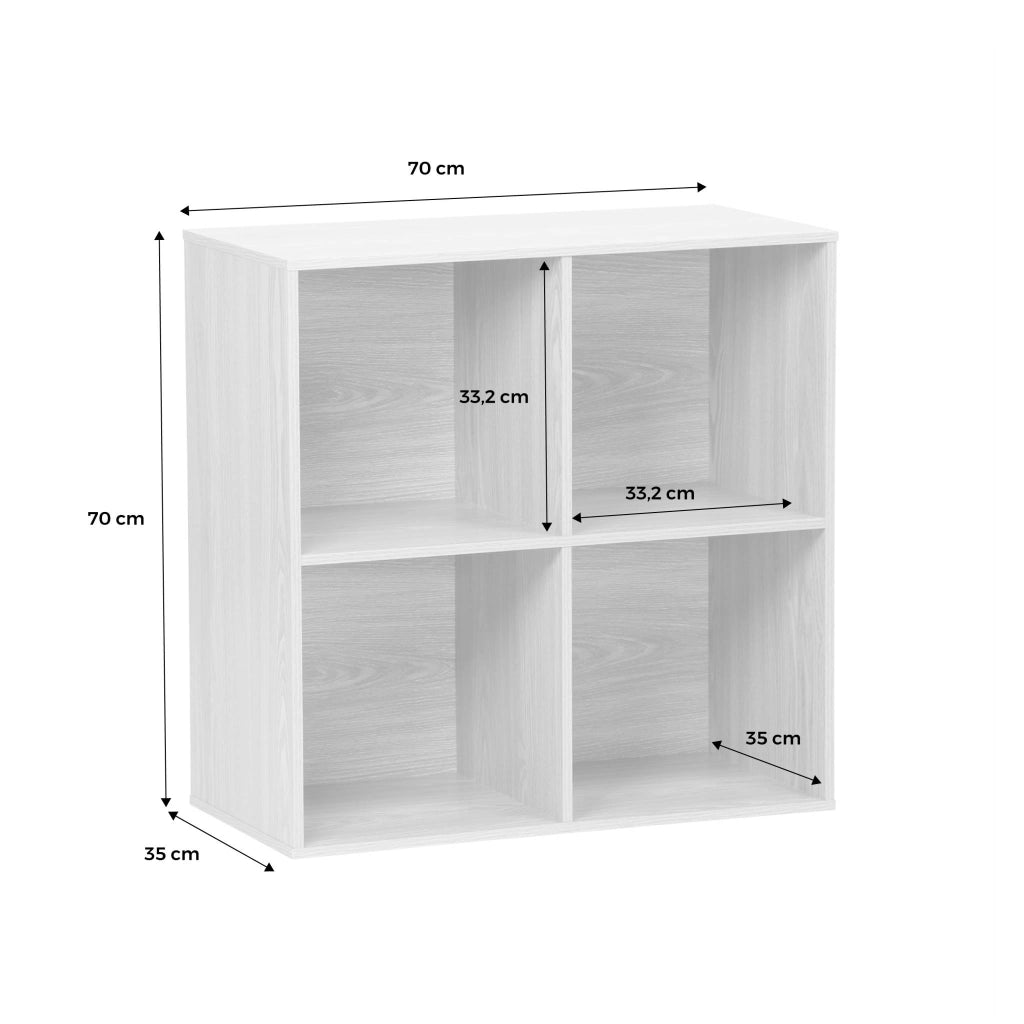 Libreria modulare in legno con 4 scomparti, quercia