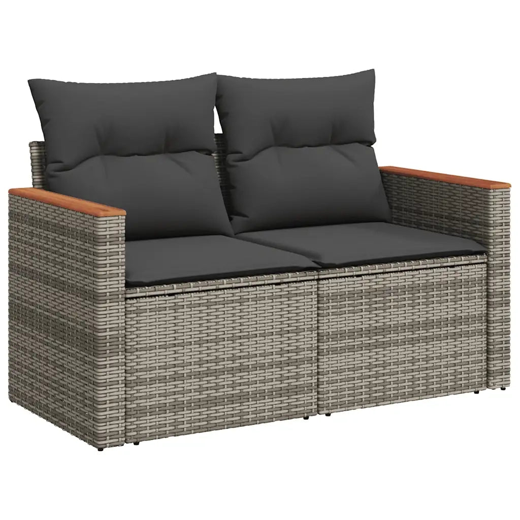 Set Divani da Giardino 7pz con Cuscini Grigio Polyrattan Acacia 3327448