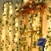 Filamento Esterno a LED con 100 Luce Bianca Calda e Foglie in Plastica Artificiale