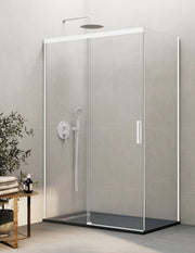 Box doccia THALASSA (BASIC) 1+1 con lato fisso laterale 145x110 cm Bianco vetro trasparente