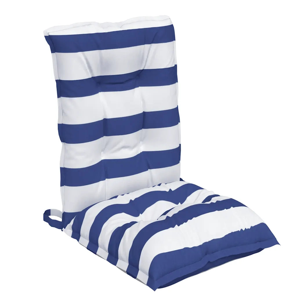 Cuscini Sedia Schienale Basso 2 pz a Righe Blu e Bianche Oxford 377716