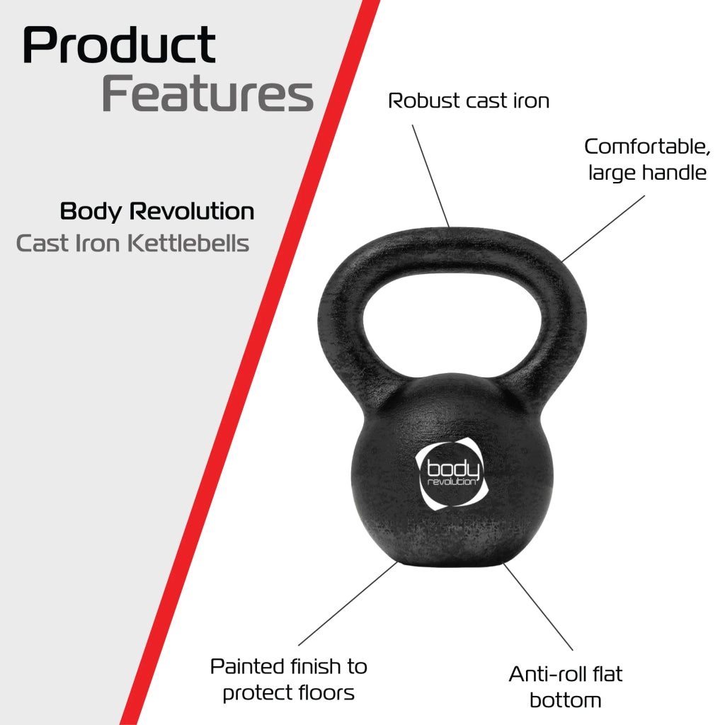 Kettlebell da 6 kg in ghisa con manico comodo.