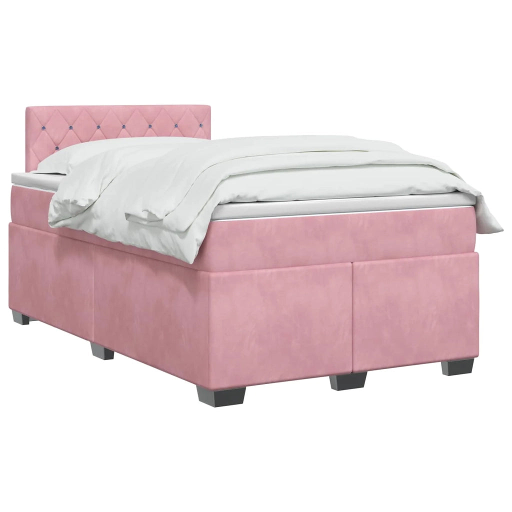 Letto con Box Spring, Materasso e LED Rosa 120 x 200 cm Velluto 3452155