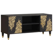 Mobile TV Nero 105 x 33 x 46 cm Legno di mango massello 4018808
