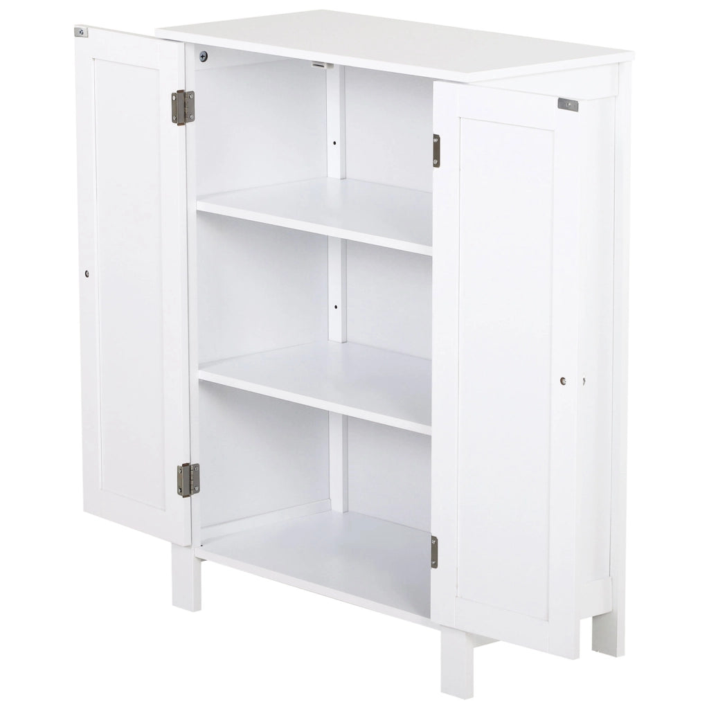 Mobiletto da Bagno con Ante e Ripiani ¨C Minimal ¨C Bianco MDF 60x30x80 cm