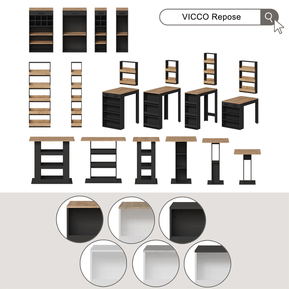 Vicco tavolo bar con sgabelli Bianco 45 x 110 cm con 2 sgabelli da bar