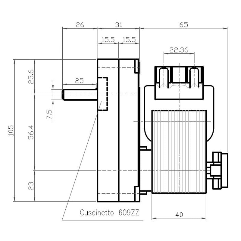 Ricambistufeapellet MOTORIDUTTORE pellet T3 5,3 Pacco 50 mm 8,5 mm Mellor FB 1146  MORETTI DESIGN, UNGARO, LINCAR,THERMOROSSI