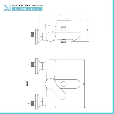 Miscelatore vasca nero opaco con duplex e kit doccia serie Paco