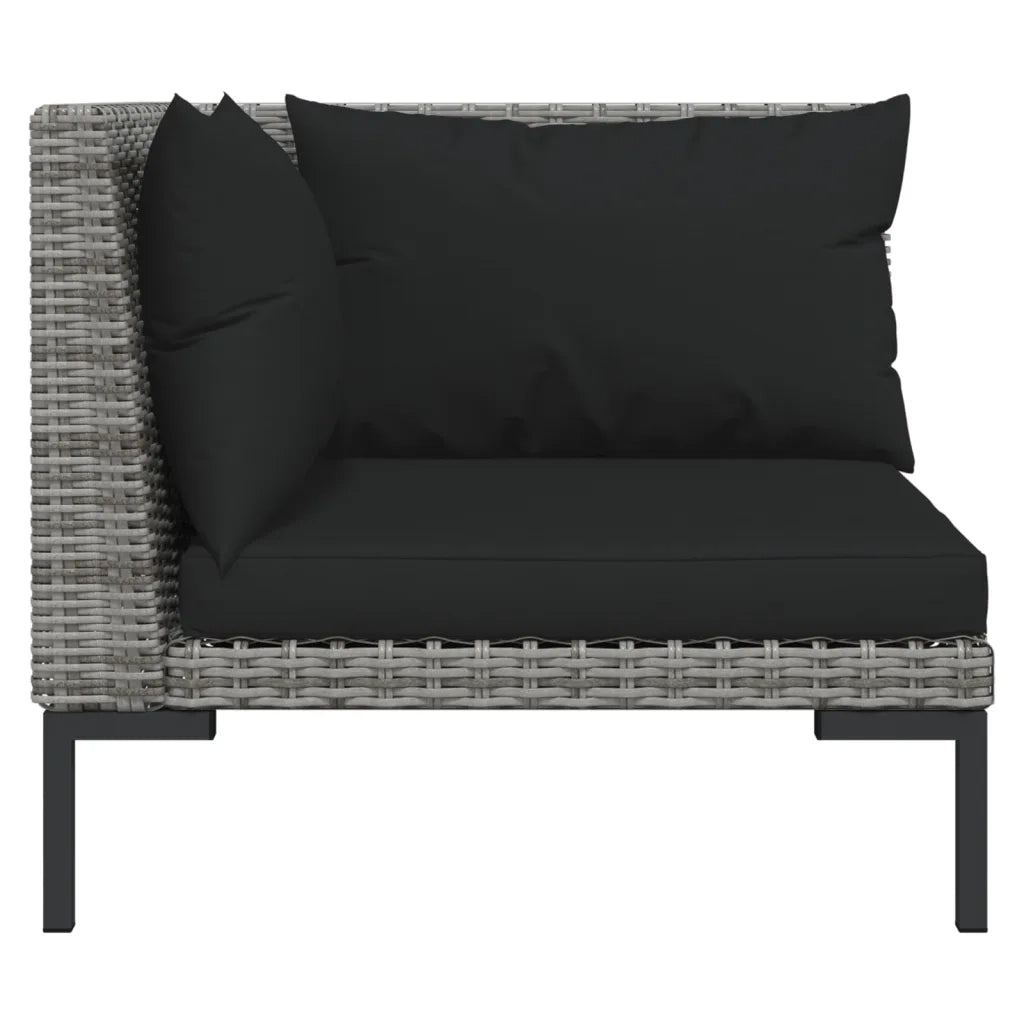 Divani da Giardino 5 pz con Cuscini in Polyrattan Grigio Scuro 3099840