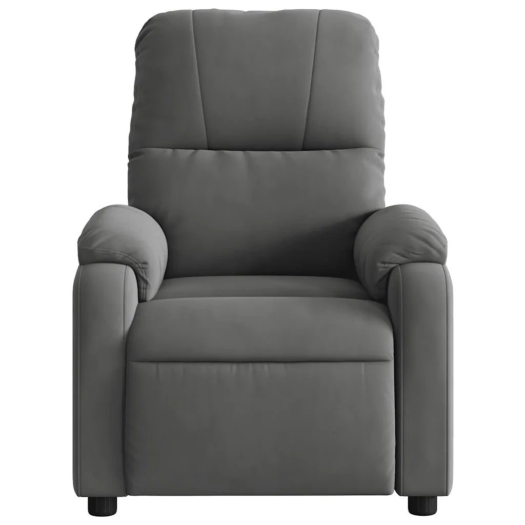 Poltrona | Sedia Relax Reclinabile Massaggio Grigio Scuro Tessuto Microfibra