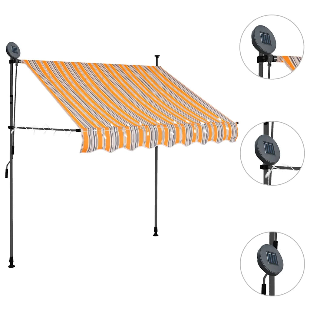 Tenda da Sole Retrattile Manuale con LED 100 cm Gialla e Blu 145848