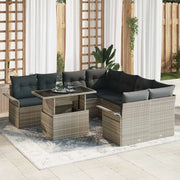 Set Divano da Giardino con cuscino 9 pcs Grigio chiaro