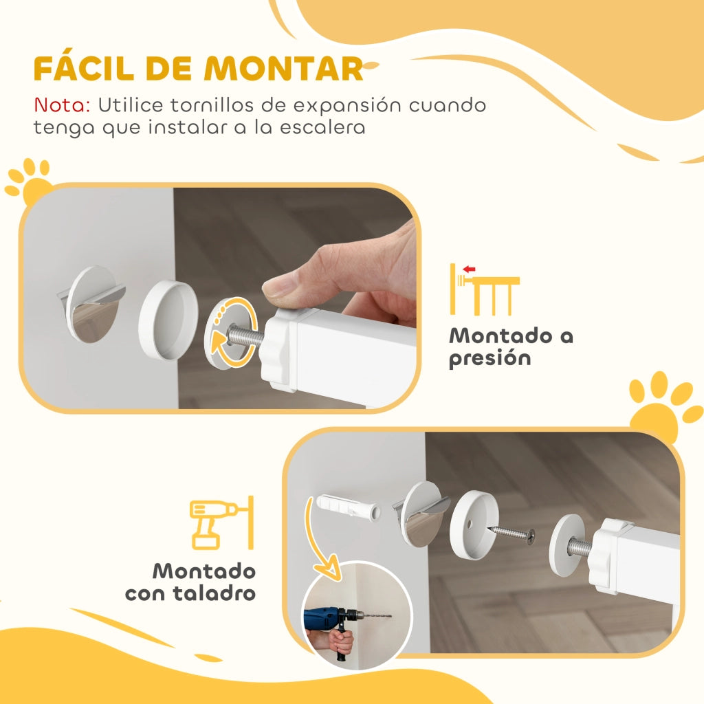 Barriera per Cani con Porta Regolabile 75-95 cm ¨C Minimal ¨C Bianco