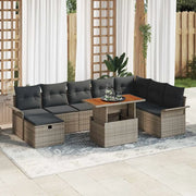 Set Divano da Giardino 9 pcs Grigio polyrattan 3361258