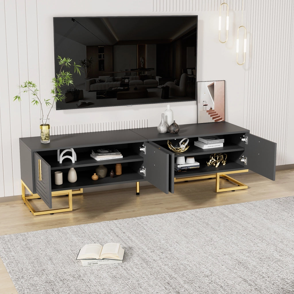 Mobile TV con ante strutturate - Zephmum - Maniglie e gambe dorate